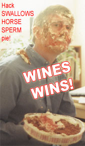 Michael Wines - The Lucky Winner, hit with a horse-sperm pie