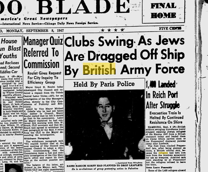 Flashback To 1947: Jewish Boat Refugees Score Propaganda Victory Over Well-Meaning British Forces..."Exodus" Ship Militants Forced Royal Army To Swing Truncheons At Holocaust Survivors...