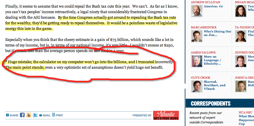 Megan McArdle Queefs On Archimedes: Blames Calculator For "Truncating" Her Retarded Misunderestimate Of Bush Tax Cuts For Rich...McArdle, Atlantic Monthly's Business Blogger And Reputed M.B.A., Failed To Push Calculator Buttons Properly, Thereby Underreporting By 90 Percent How Much We Americans Would Gain By Repealing Bush Tax Cuts...Even So, McArdle Concludes: "My Point Still Stands"...A Friendly Word Of Advice To Messrs. Koch And The Rest Of The Free-Market Billionaires: Guys, Seriously, It's Time To Ditch Your Lackey McArdle And Trade Up For A Competent Shill Who At Least Knows How To Push Calculator Buttons...Like, Say, A Chimpanzee... [HT: Hajime]