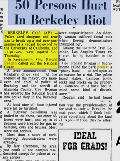 reagan 1969 riot berkeley 50 hurt2