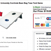 "Penn State Cornhole Bean Bag Toss Game" Only $119.95! [HT: Brian]