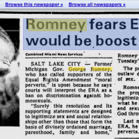 Romney's "Liberal" Daddy Called Supporters Of Equal Rights Amendment "Moral Perverts"